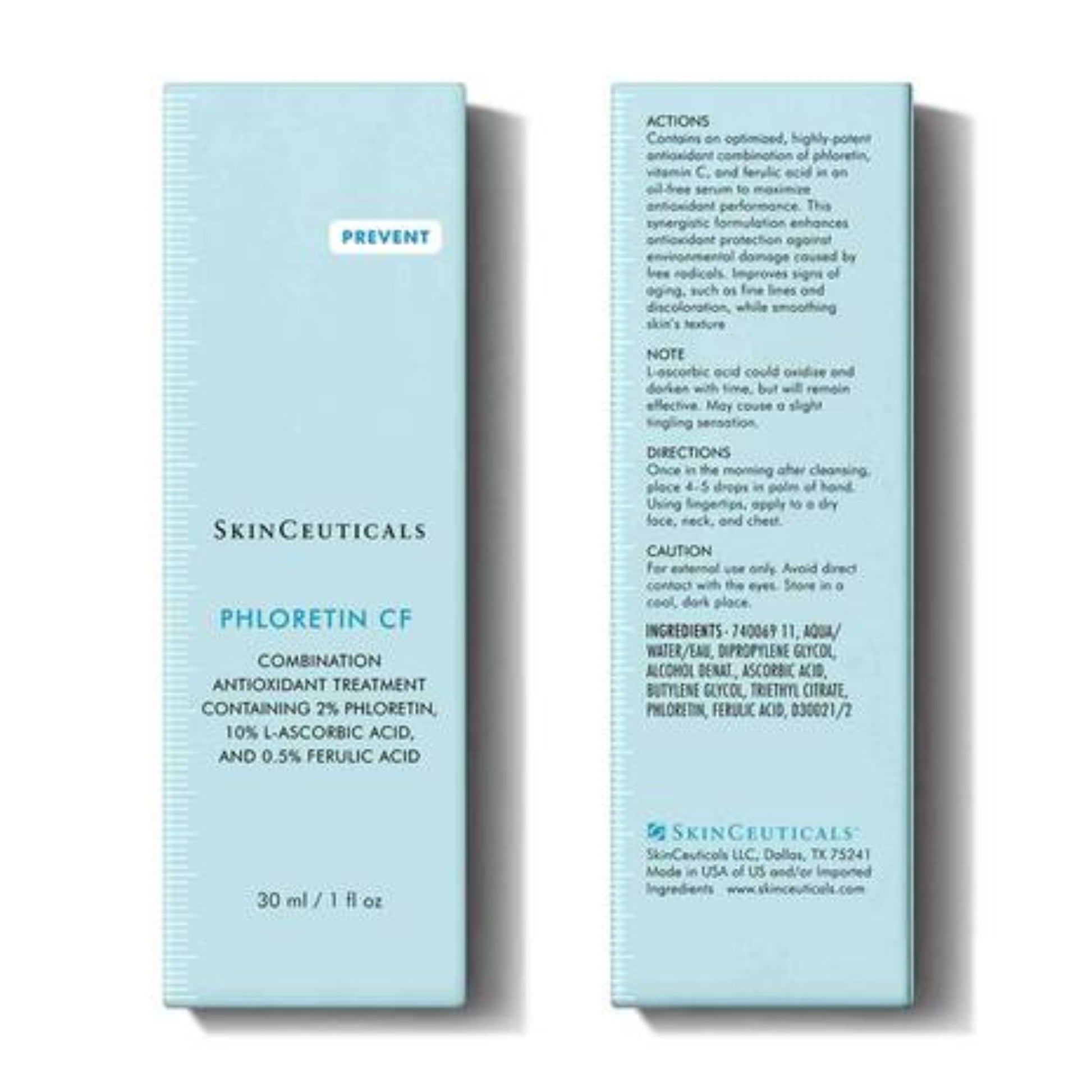 Light blue box packaging of SkinCeuticals Phloretin CF Acid