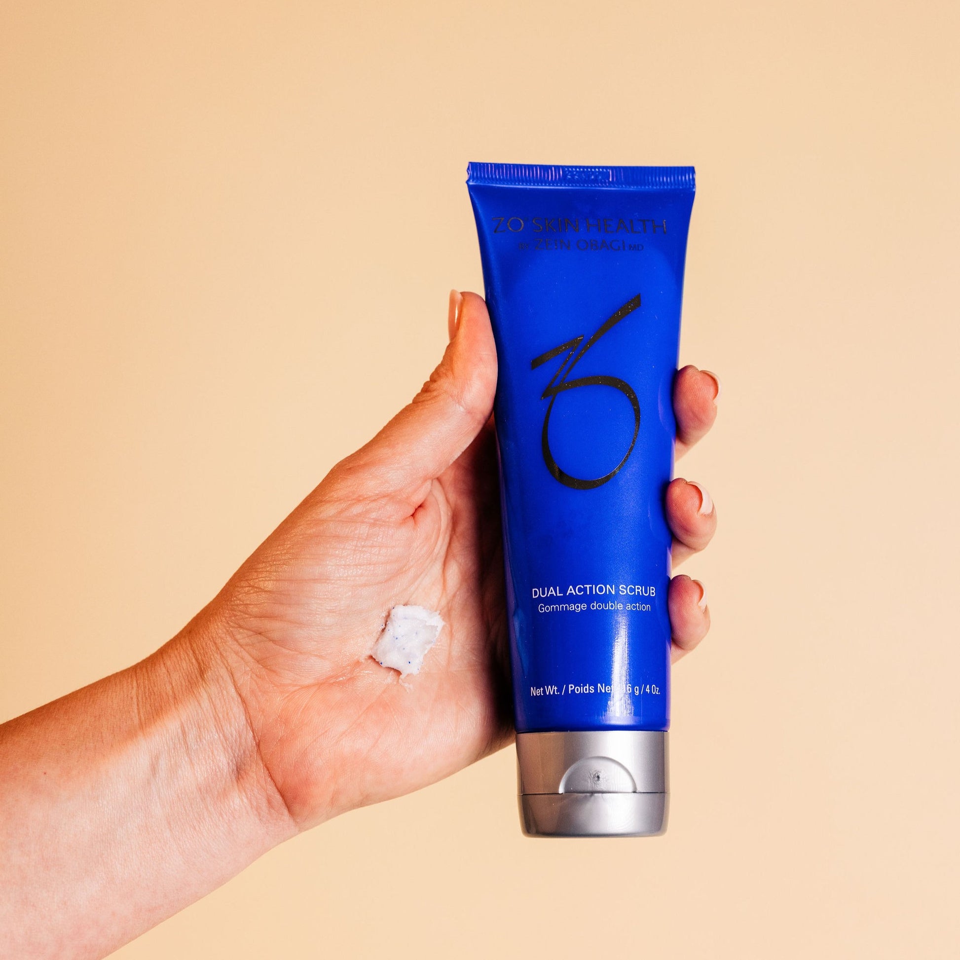 ZO Skin Health Dual Action Scrub on lifestyle background